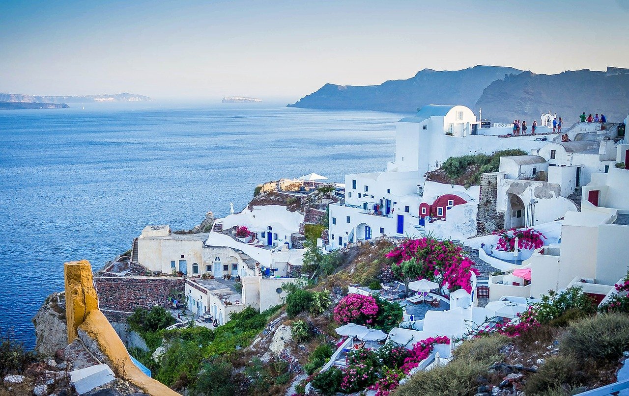 Grecia, vista mare e case