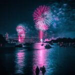 Capodanno nel mondo. Vista di Sydney sull'acqua illuminata dai fuochi d'artificio.